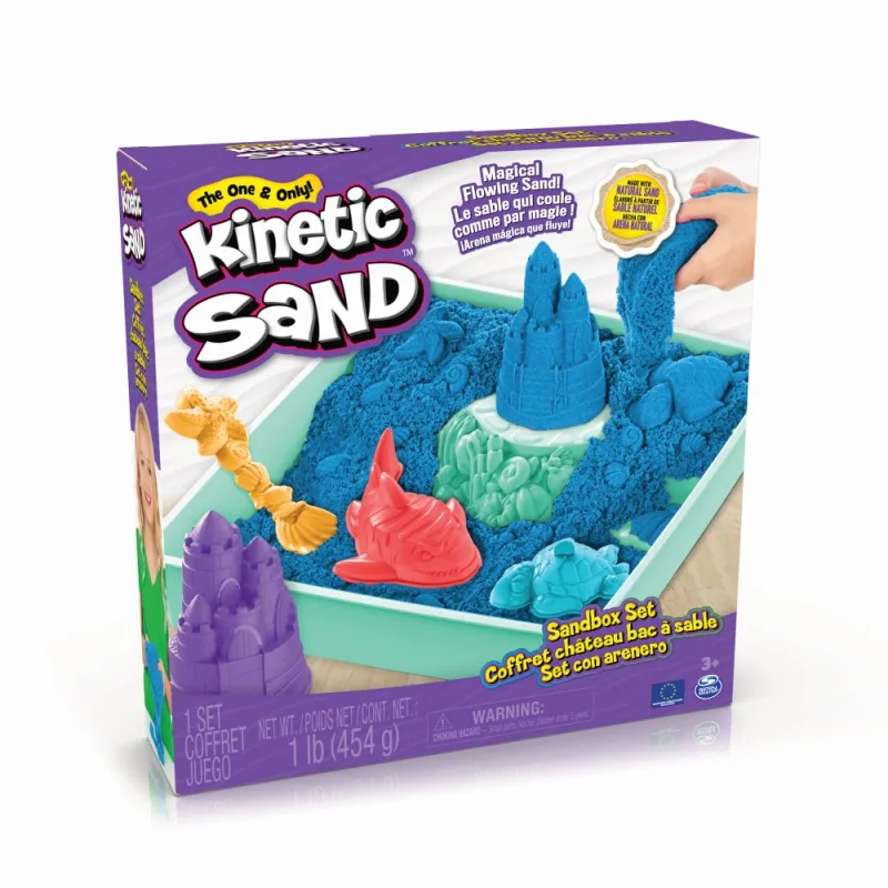 Spin Master KINETIC SAND KRABICA TEKUTÉHO PIESKU S PODLOŽKOU MODRÁ