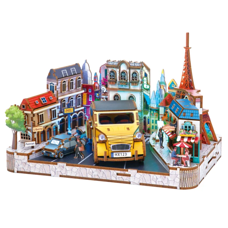 2Kids Toys 2Kids Toys 3D drevená skladačka Miniatúrna scéna Európske mestečko