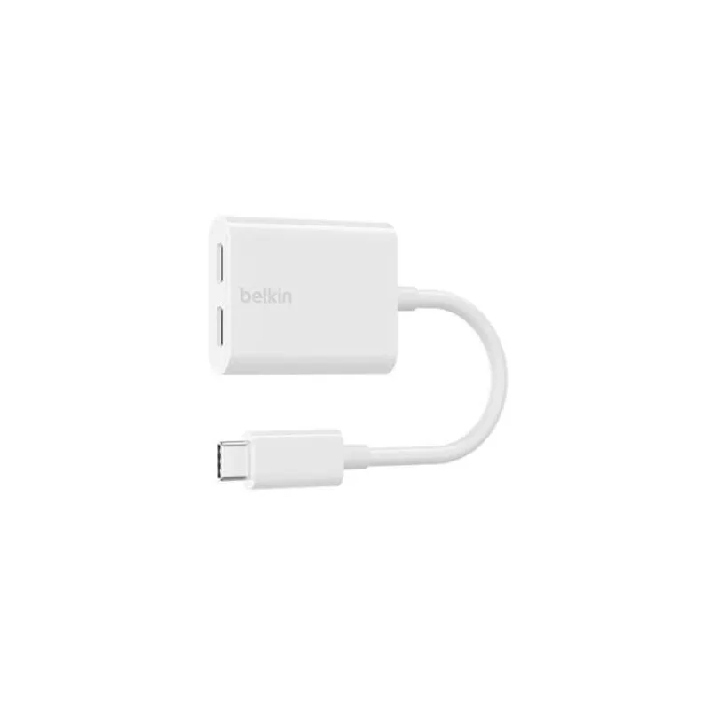 Belkin USB-C adaptér/rozdvojka - USB-C napájení + USB-C audio / nabíjecí adaptér, bílá (F7U081btWH)