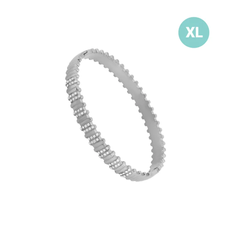 Pevný náramok z chirurgickej ocele s kameňmi XL JVD JGB48SXL