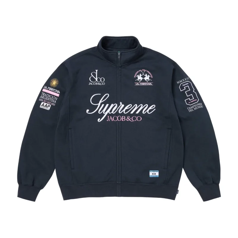Supreme La Martina Jacob & Co Zip Up Sweatshirt Navy Blue - XXL