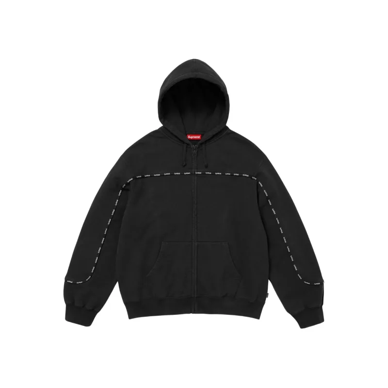 Supreme Piping Zip Up Hooded Sweatshirt Black - L