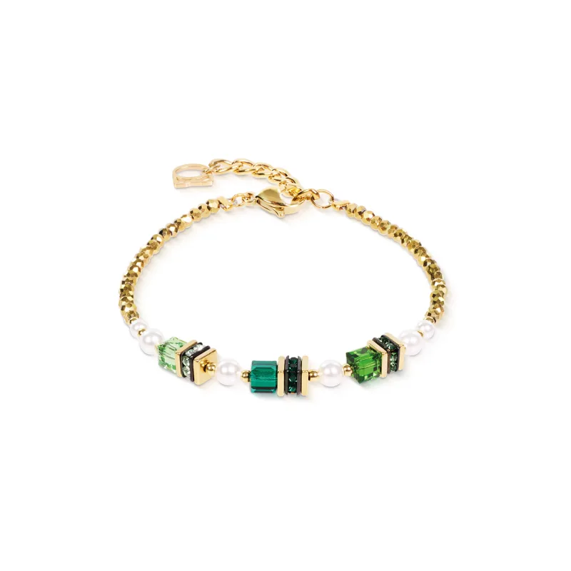 Dámsky náramok Coeur de Lion Sparkling Princess Gold-Emerald 4567/30-0516