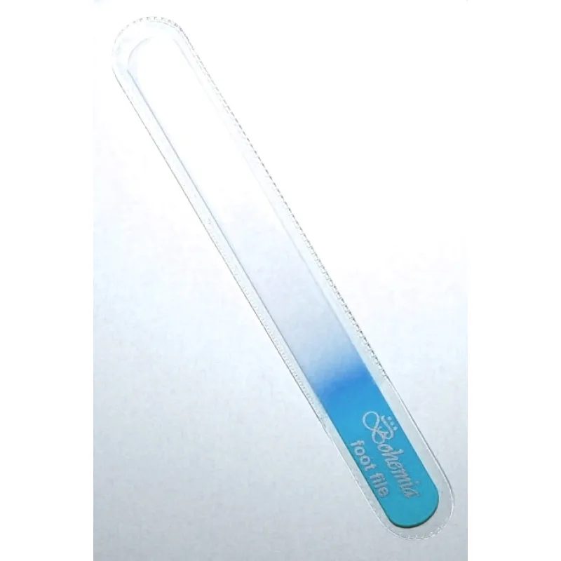 BOHEMIA CRYSTAL Veľký sklenený pilník na nechty - 200mm - svetlo modrý
