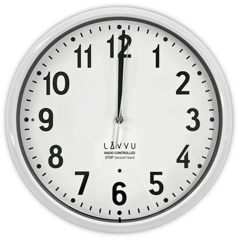 LAVVU Bílé hodiny Accurate White řízené rádiovým signálem - 3 ROKY ZÁRUKA! ⌀30cm LCR3021