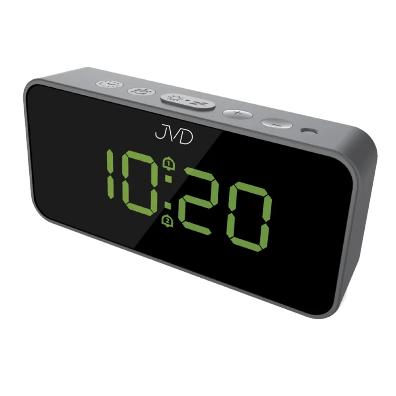 JVD Digitální budík do sítě JVD SB3212.1 s teploměrem, USB nabíjením a světelným senzorem