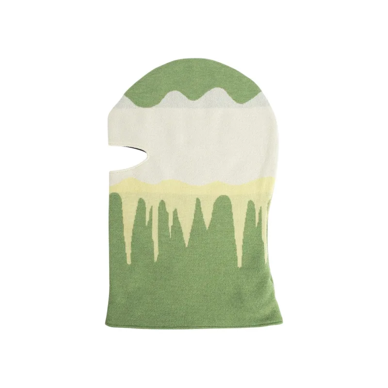 Off-White Painted Abstract Knit Balaclava Green - OS