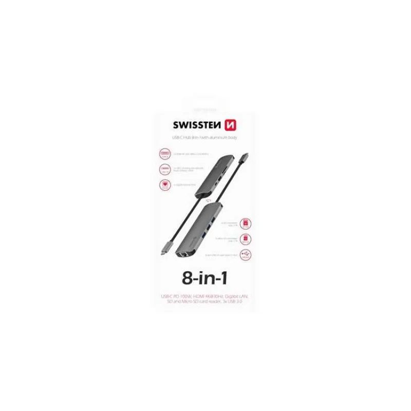 SW USB-C HUB 8-IN-1 - HLINÍK (44040103)