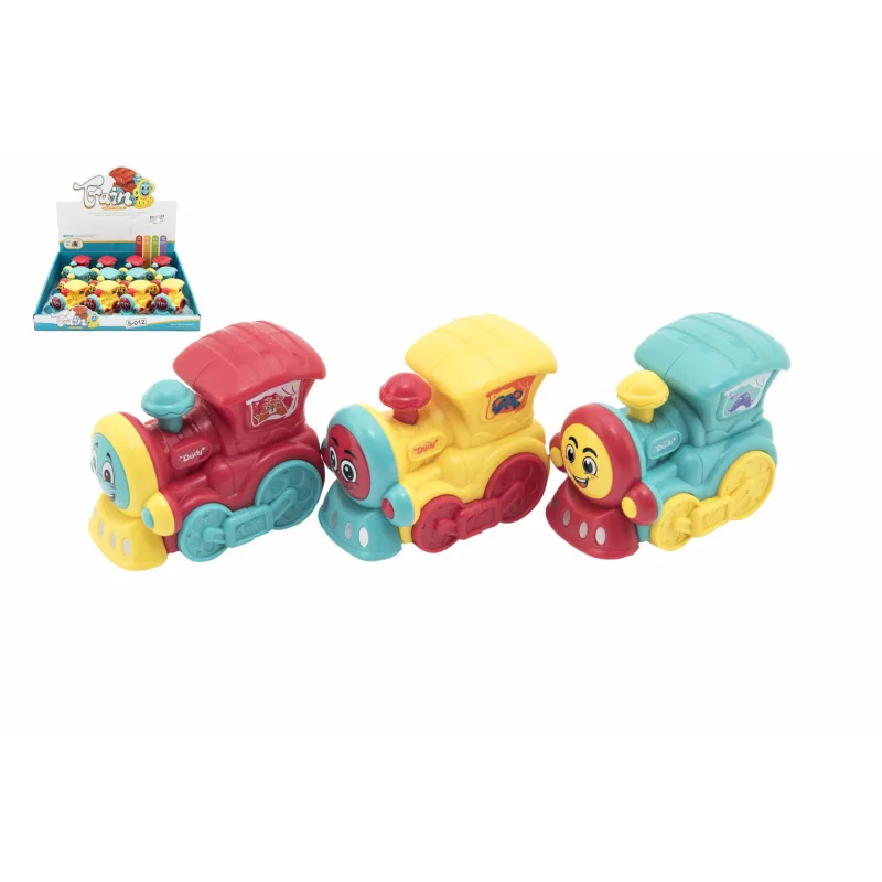 Teddies Vlak/mašinka plast 8cm pre najmenších na zotrvačník 3 farby