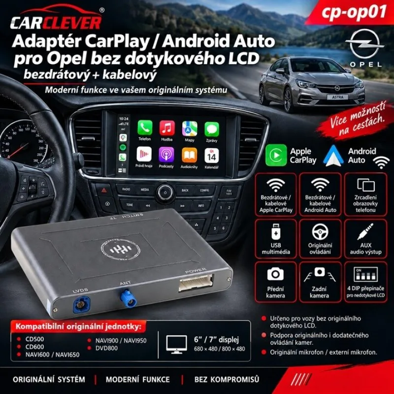 Adaptér CarPlay/Android Auto Opel bez dotykového LCD cp-op01