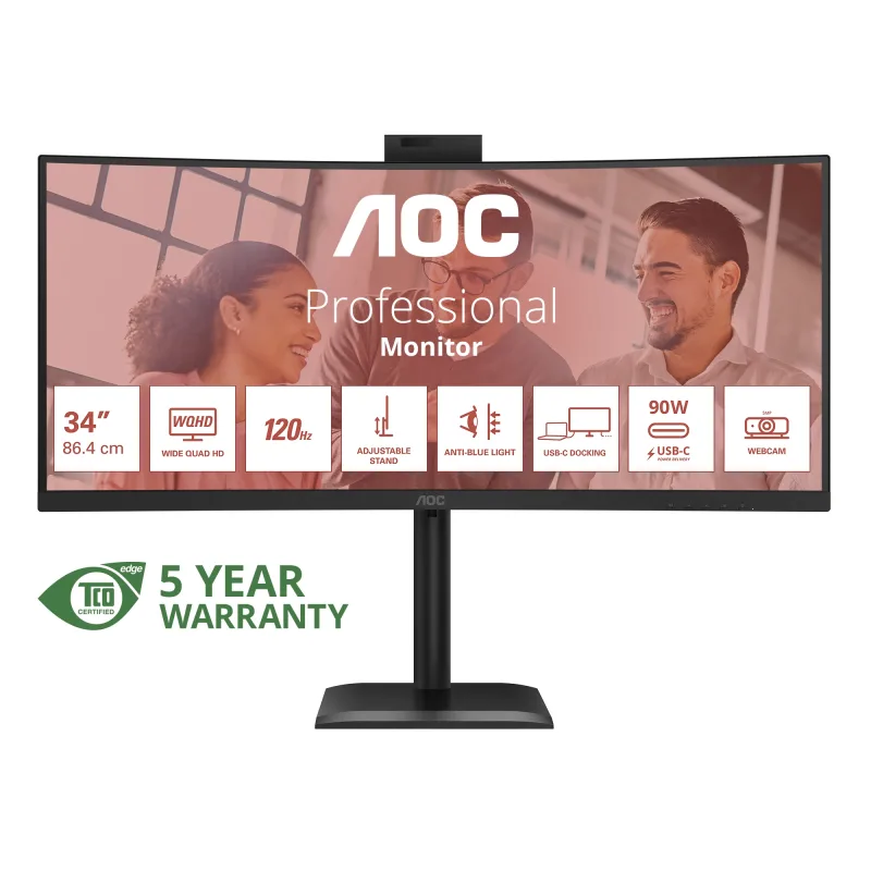 AOC AOC/CU34E4CW/34"/VA/wQHD/120Hz/4ms/Černá/5R CU34E4CW