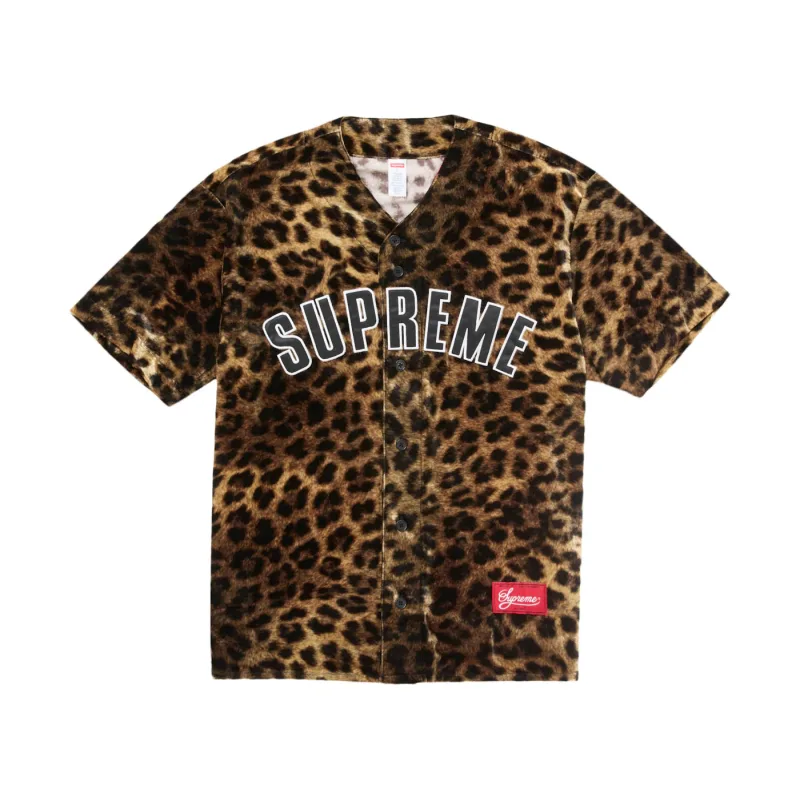 Supreme Velvet Baseball Jersey Leopard - S