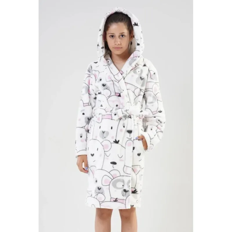 Detský župan Polar Bear biely s medveďmi 122/128