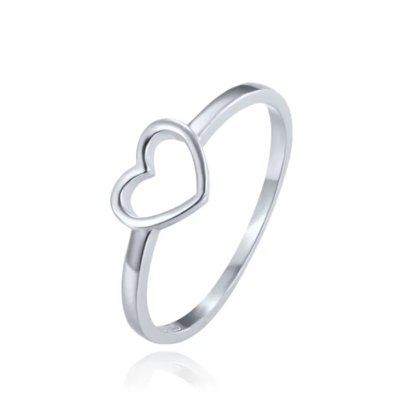 Elegantný strieborný prsteň srdca MINET JMAS0236SR, 56
