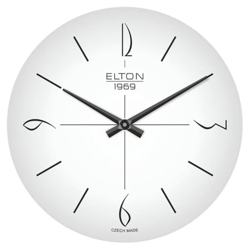 ELTON Brusel – bílé Skleněné nástěnné hodiny vycházející z designu stejnojmenných hodinek PRIM E19.4726.00.006718