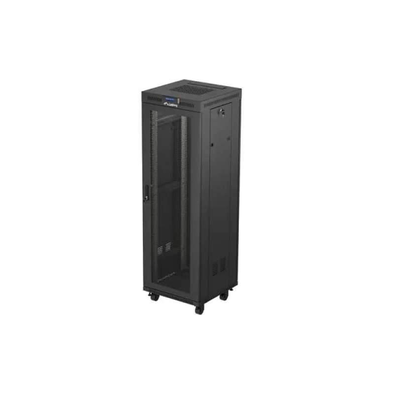 19" VOLNĚ STOJÍCÍ RACKOVÁ SKŘÍŇ 37U 600X600 ČERNÁ LCD S PERFOROVANÝMI DVEŘMI LANBERG (PLOCHÉ BALENÍ) FF01-6637-23BL