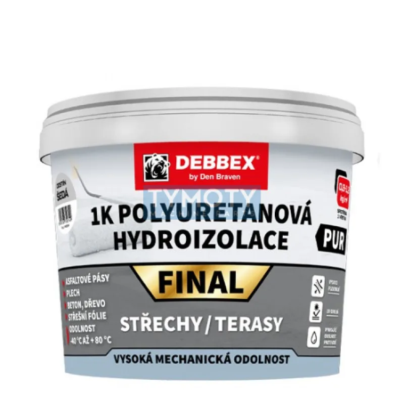 Debbex 1K Polyuretánová hydroizolácia FINAL - 4 kg šedá, vedro