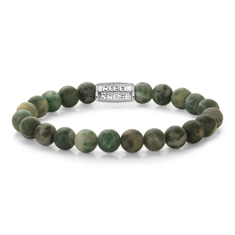 Pánsky náramok Rebel & Rose Green Gardener 8 mm RR-80125-S-L
