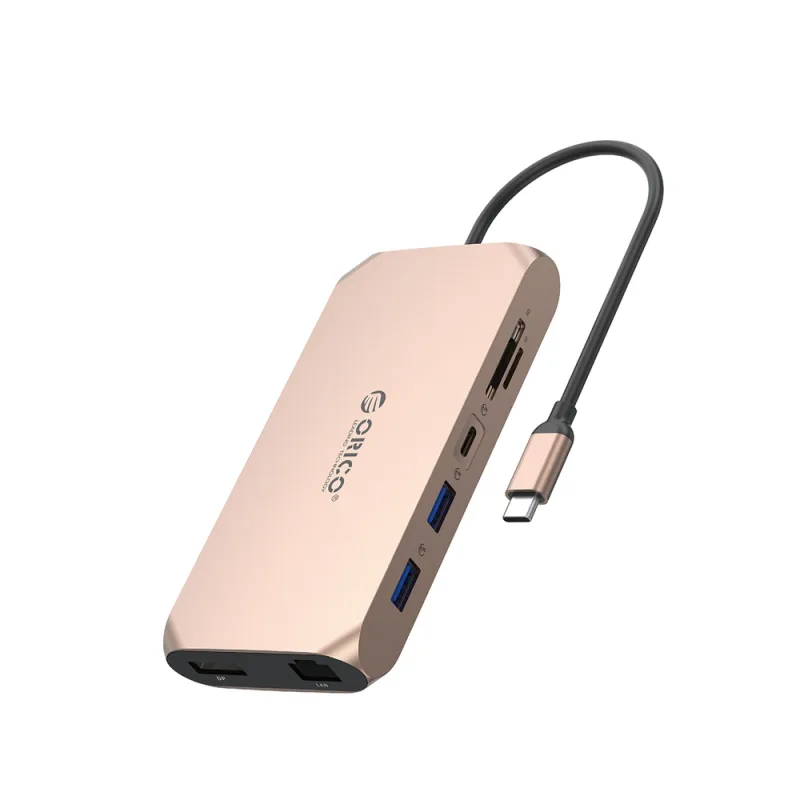 Orico XCR 12v1 USB-C dokovacia stanica 2x USB-A 3.1 1x USB-A 2.0 1x USB-C PD 100W 1x USB-C 3.1 2x HDMI 2.0 4K 60Hz 1x DisplayPort 1.4 4K 60Hz R4. 1x S