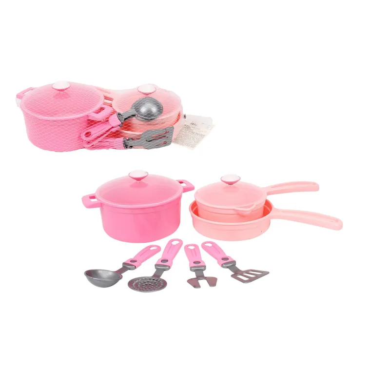 Teddies Sada riadu s doplnkami plast ružová v sieťke 20x30x10cm 18m+