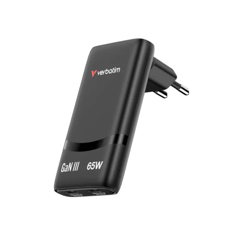 VERBATIM GaN Nabíječka Fold 'n' Go 65W, 2xUSB-C, černá (32354)