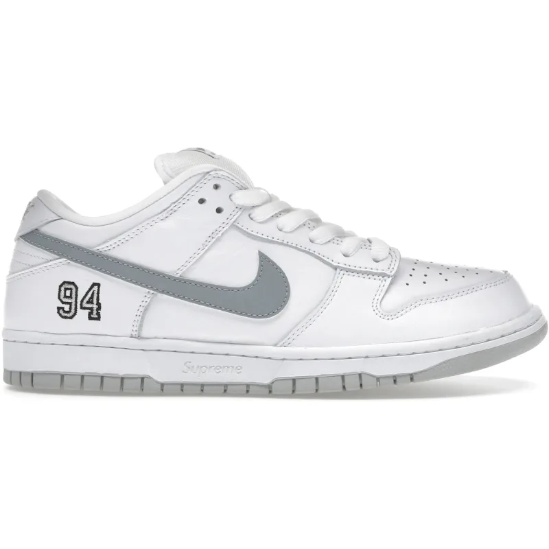 Nike SB Dunk Low Supreme 94 White Metallic Silver - 40.5