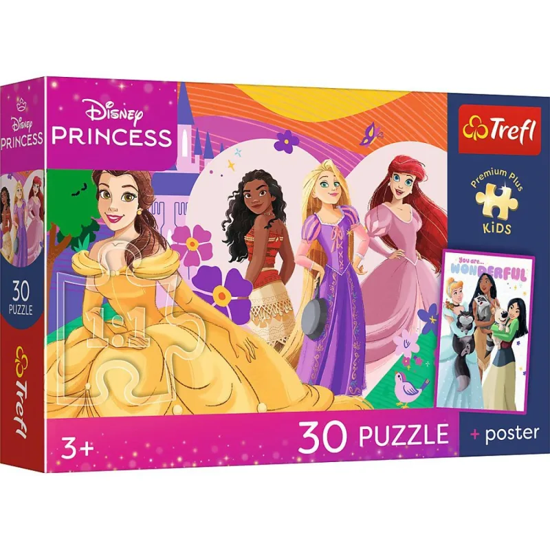Trefl Puzzle Premium Plus Kids - Disney Princess 27x20cm + plagát 30 dielikov v krabičke 21x14x4cm
