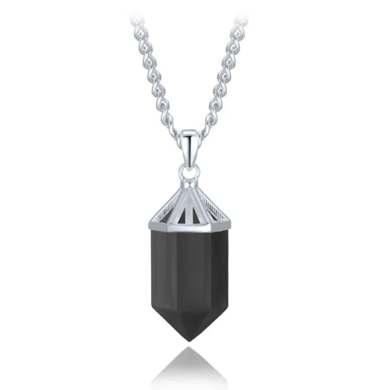 Luxusný strieborný náhrdelník s obsidiánom MINET JMAN0665CN47