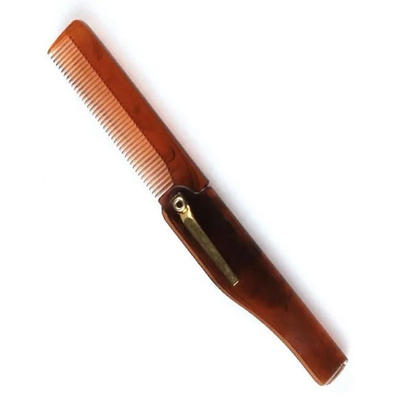 OSTATNÍ VÝROBCOVIA Beard Comb 001BC Brown - skladaci hrebeň pre úpravu fúzov a brady - hnedý