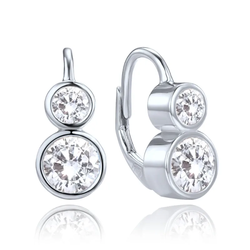 Elegantné strieborné náušnice s bielymi zirkónmi MINET JMAS0256SE01