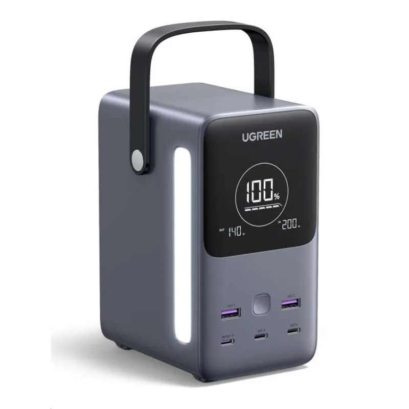 UGREEN powerbanka s rychlým nabíjením 48000mAh 5-port s displejem a LED, Li-ion, 300W, 3x USB-C, 2x USB-A, stříbrná (25286)