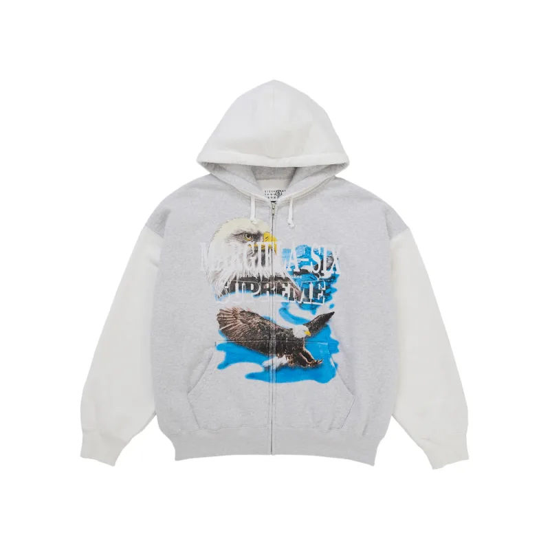 Supreme MM6 Maison Margiela Eagle Zip Up Hooded Sweatshirt White - XL