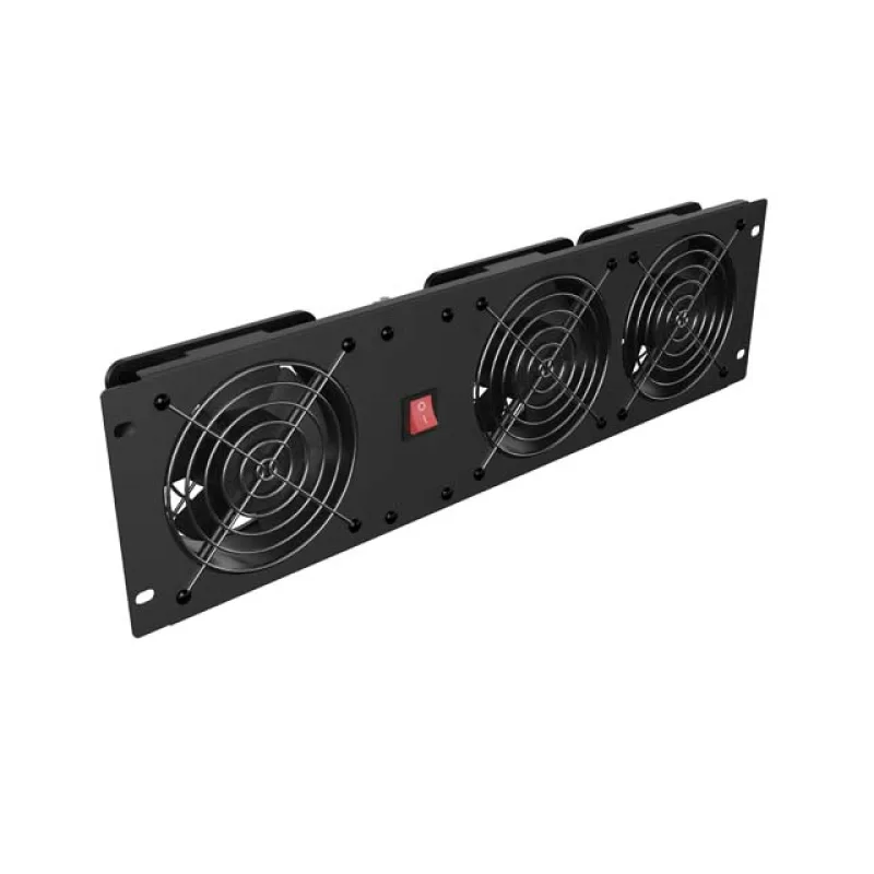 VERTIKÁLNÍ VENTILAČNÍ PANEL 19" 3U PRO RACK TŘI VENTILÁTORY 230V ČERNÝ LANBERG AK-1506-B