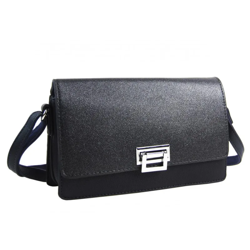 BELLA BELLY Tmavo modrá pozdĺžna crossbody dámska kabelka s tromi oddielmi 4997-BB