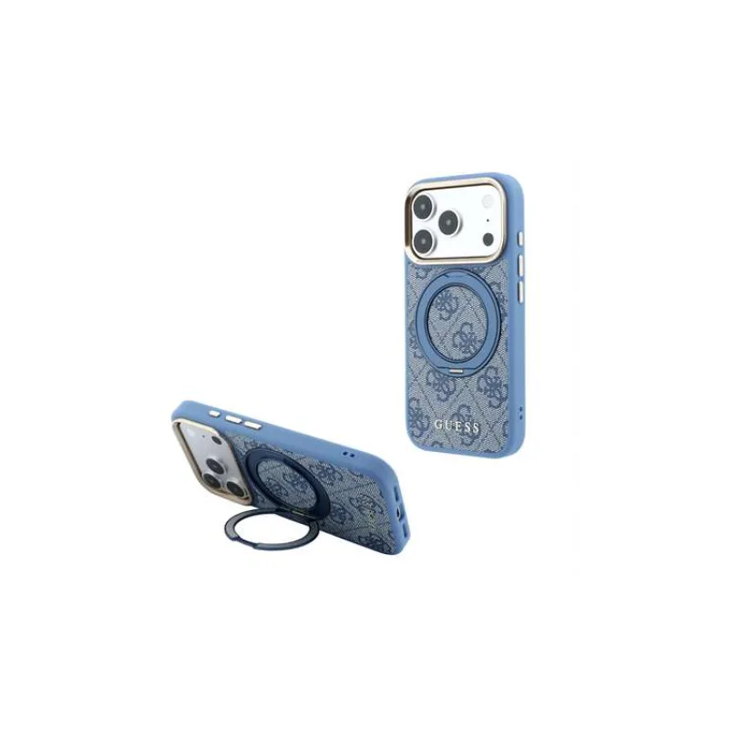 Guess PU 4G Ring Stand MagSafe kryt iPhone 18 Pro modrý (57983131199)