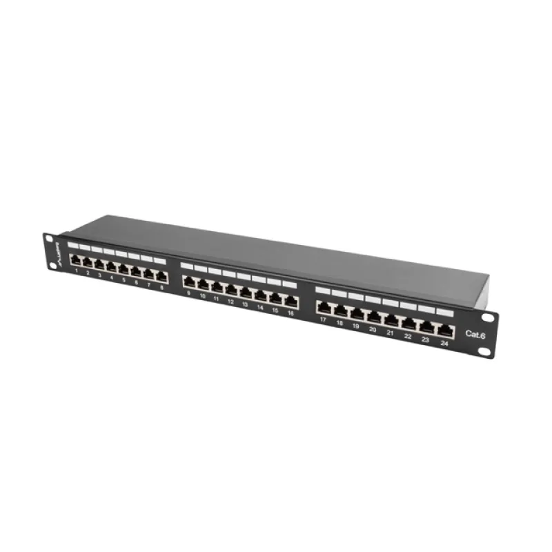 LANBERG PATCH PANEL 24 PORTŮ 1U 19" CAT.6 FTP STÍNĚNÝ ČERNÝ PPS6-1024-B