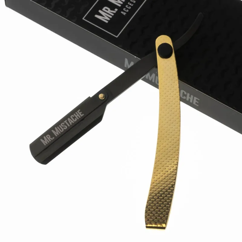 Elegantná shavetta na holenie MR. MUSTACHE Pure gold