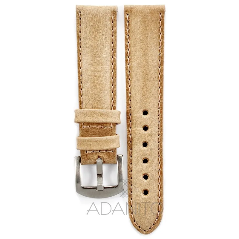 Kožený remienok na hodinky 22 mm béžový PEBRO 568-22