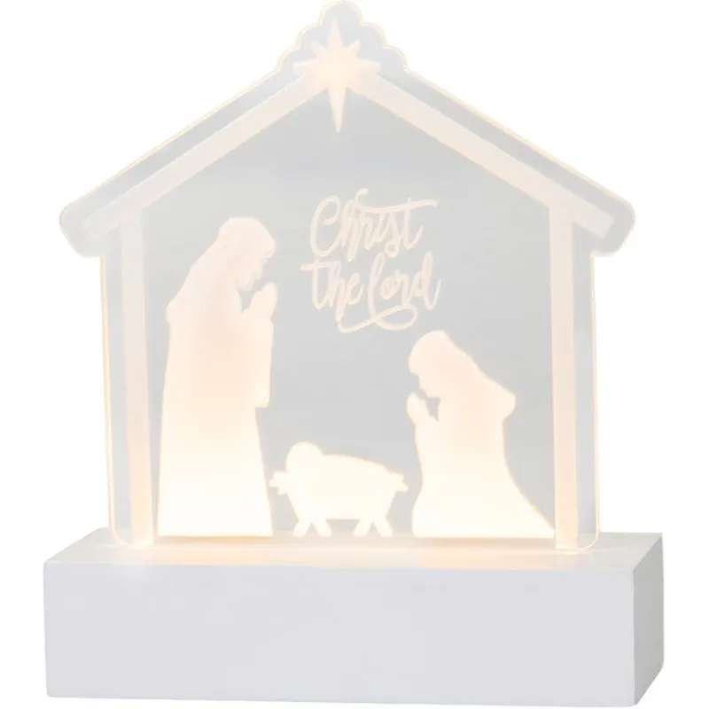 Dekorácia MagicHome Vianoce, Narodenie Ježiša, 10xLED teplá biela, IP20, 2xAA, 15x5,8x17,5 cm
