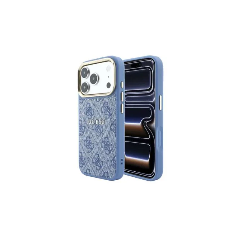 Guess PU Leather 4G Gold Frame Embossed MagSafe kryt iPhone 18 Pro modrý (57983131305)