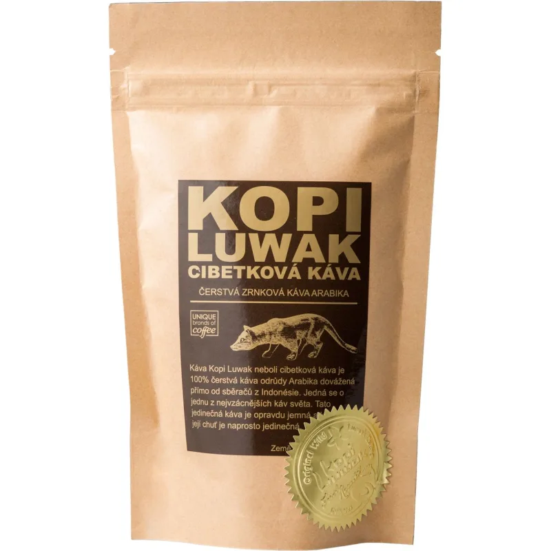 Kopi Luwak cibetková káva Arabika 100g, Zpracování Středně mletá ( turek )