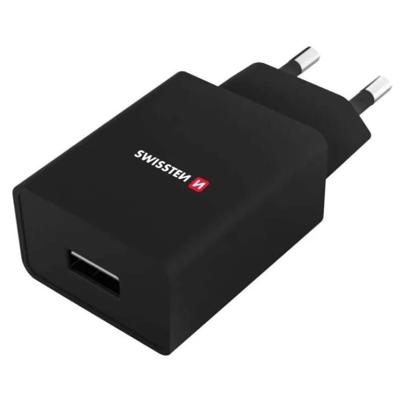 Swissten Síťový Adaptér Smart Ic 1X Usb 1A Power + Datový Kabel Usb / Micro Usb 1,2 M Černý (22062000)