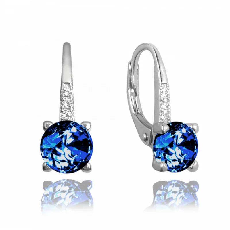 Elegantné strieborné náušnice s tmavomodrým zirkónom MINET JMAS0150BE00
