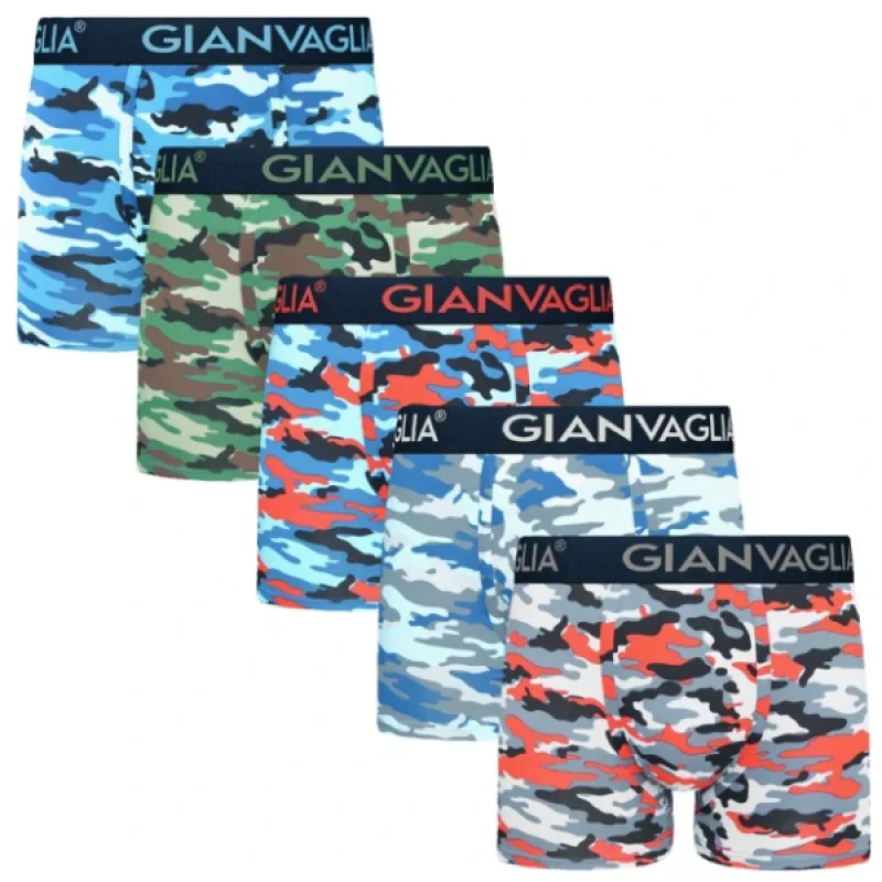 Pánske Bavlnené Boxerky GIANVAGLIA GVG-5077 5-balenie 78% bavlna - darčekové balenie mix farieb Farba: podľa obrázka, Veľkosť: L