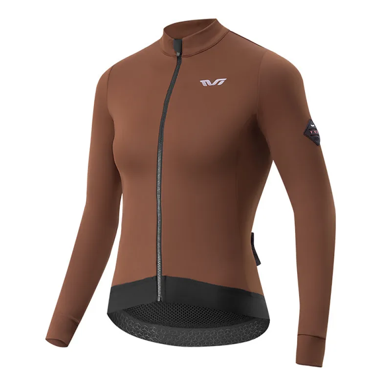 Rockbros YDWT006 TVI dámsky cyklistický dres zateplený jeseň/zima L - hnedý