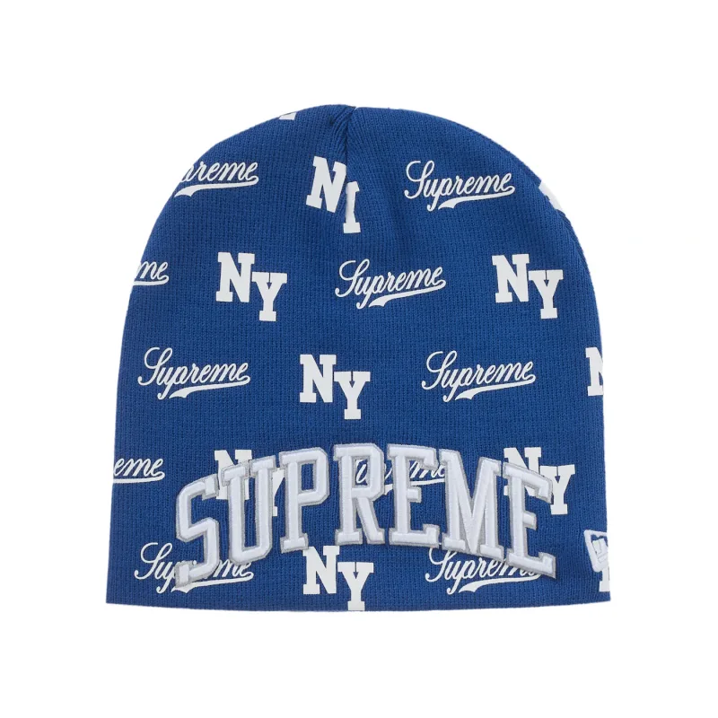 Supreme New Era Monogram Beanie Blue - OS