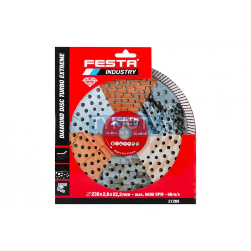 Kotúč diamantový Turbo Extreme 230x2, 6x22, 2 mm, FESTA INDUSTRY 21209