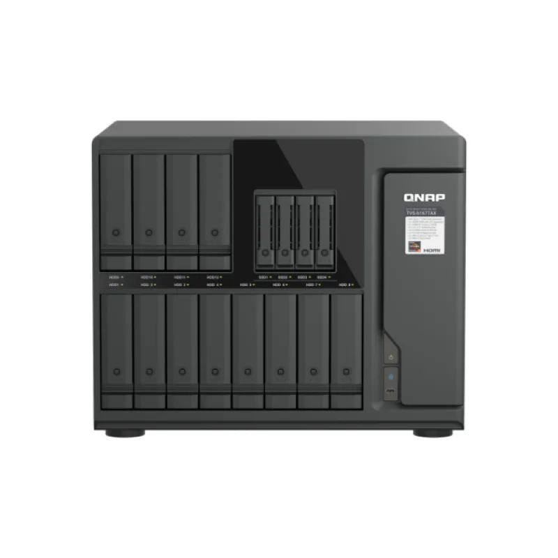 QNAP TVS-h1677AX-R5-16G (AMD Ryzen 5, ZFS, 16GB DDR5 RAM, 12x 3,5"+ 4x 2,5", 2x 2,5GbE, 2x 10GbE) TVS-h1677AX-R5-16G