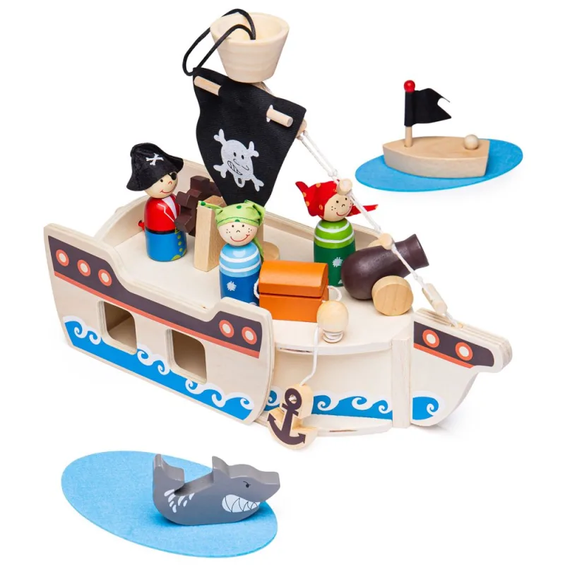 Bigjigs Toys Bigjigs Toys Pirátska loď s pirátmi - poškozený obal