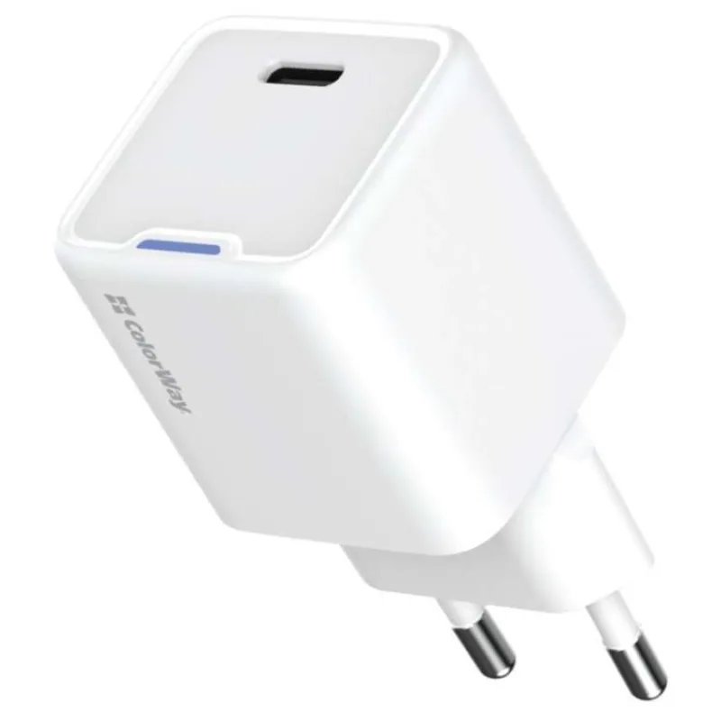 COLORWAY 1x USB-C/ síťová nabíječka/ GaN/ PD/ PPS/ 25W/ Bílá (CW-CHS052PD-WT)